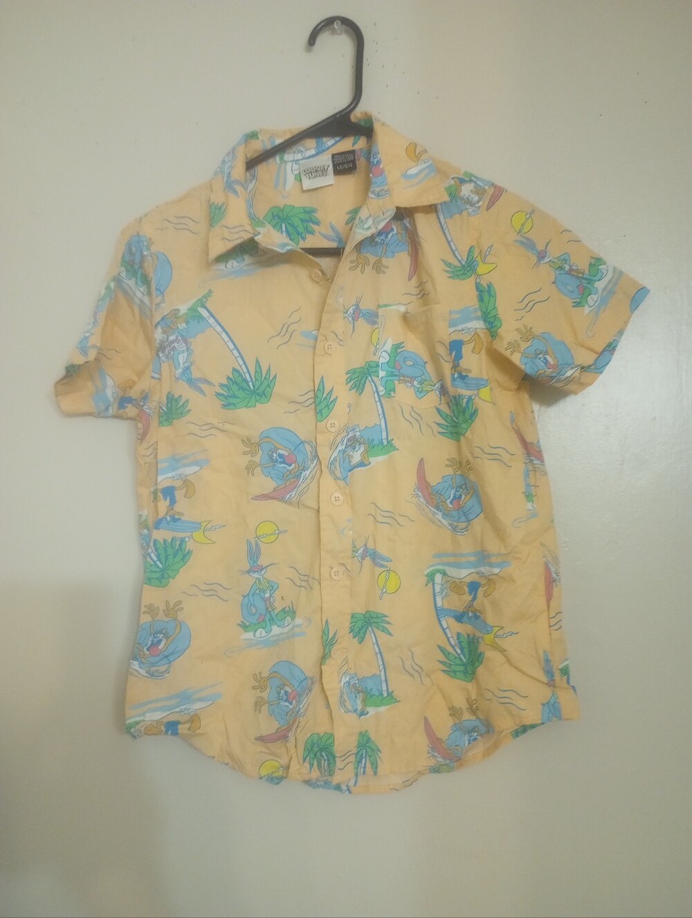 Looney Tunes Surfing Bugs, Daffy & Taz Beach Theme Kids Short Sleeve Button Down